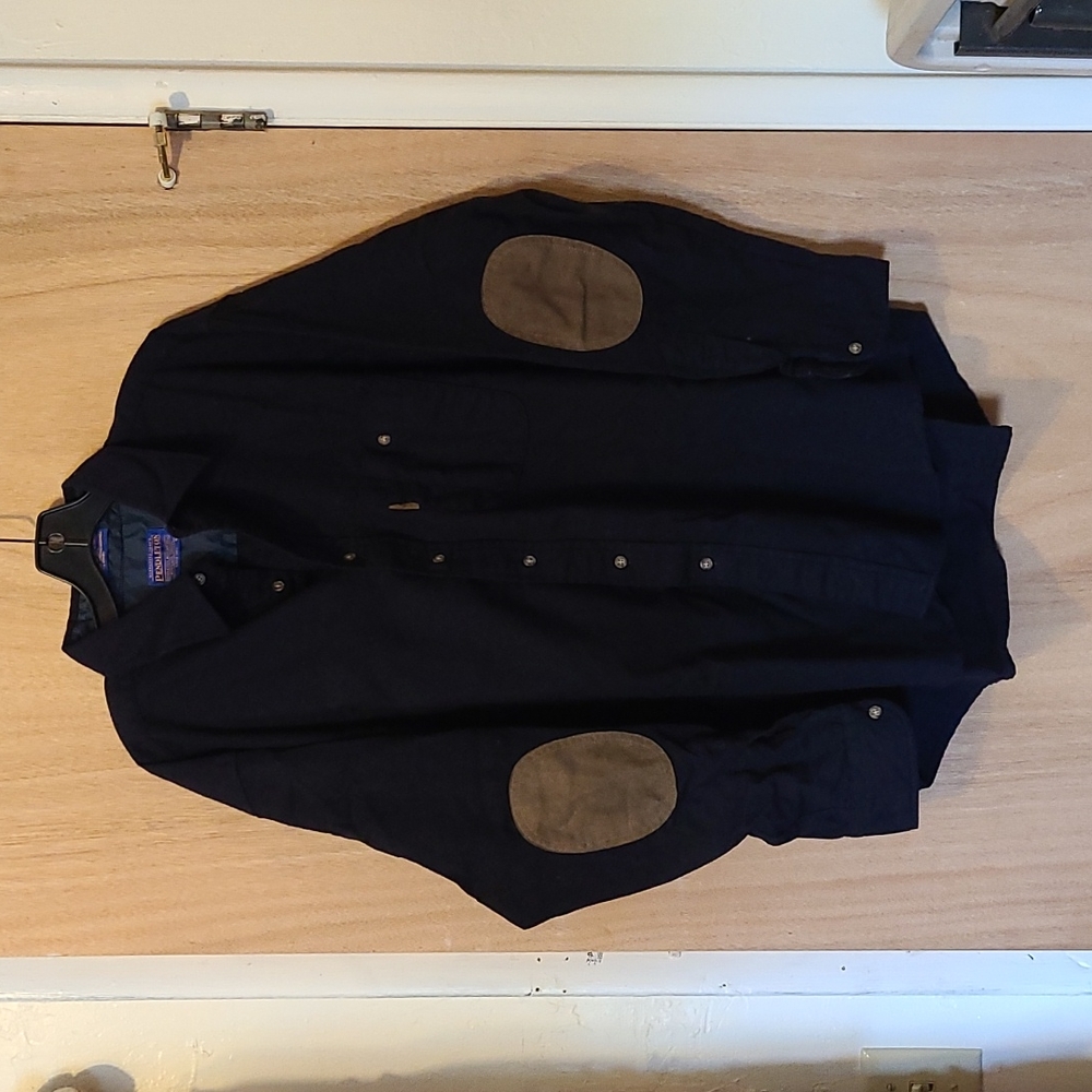 Pendleton wool mens button up, XL, navy blue